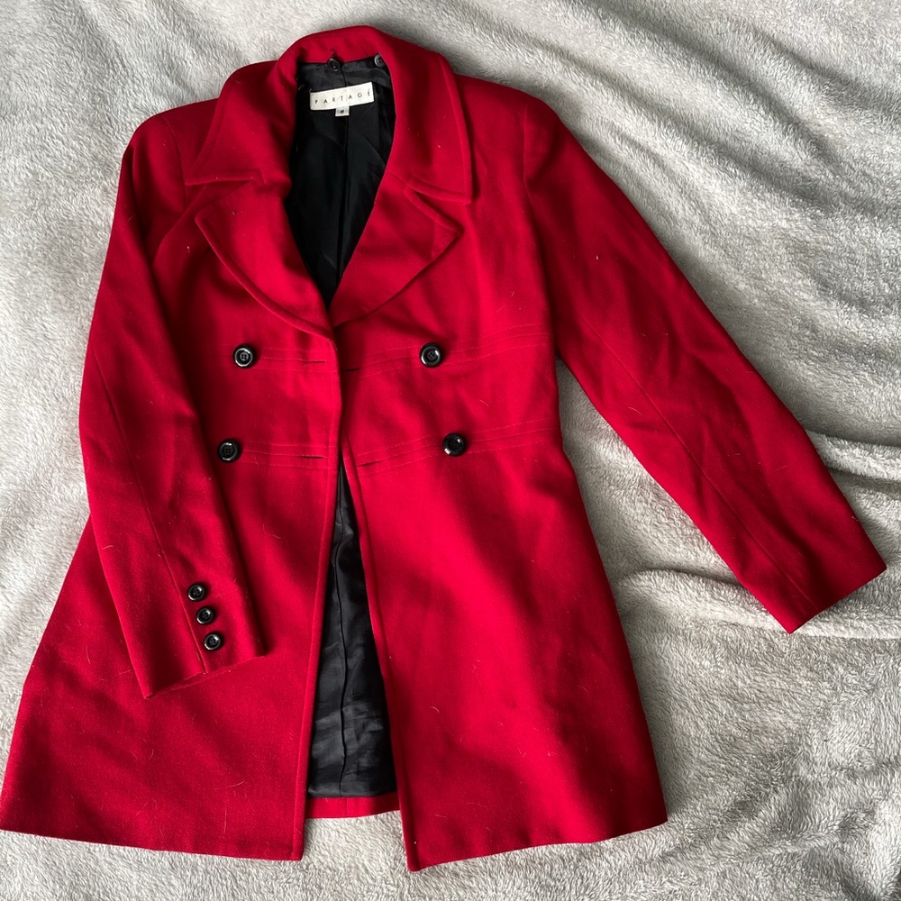 Red Vintage Double-Breasted Peacoat!